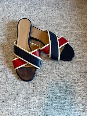 J. Crew 8.5 Sandals  Navy and Red with White Trim